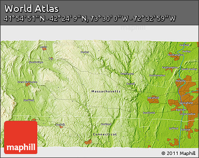 Physical 3D Map of the Area around 42° 9' 30" N, 73° 1' 30" W
