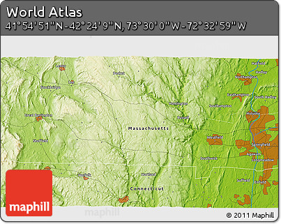 Physical 3D Map of the Area around 42° 9' 30" N, 73° 1' 30" W