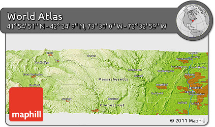 Physical Panoramic Map of the Area around 42° 9' 30" N, 73° 1' 30" W