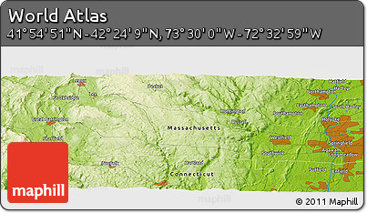 Physical Panoramic Map of the Area around 42° 9' 30" N, 73° 1' 30" W