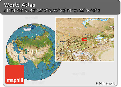 Satellite Location Map of the Area around 42° 9' 30" N, 74° 1' 30" E
