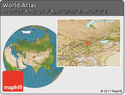 Satellite Location Map of the Area around 42° 9' 30" N, 74° 1' 30" E