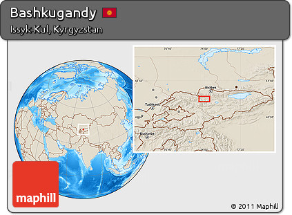 Shaded Relief Location Map of Bashkugandy