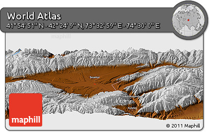 Physical Panoramic Map of the Area around 42° 9' 30" N, 74° 1' 30" E