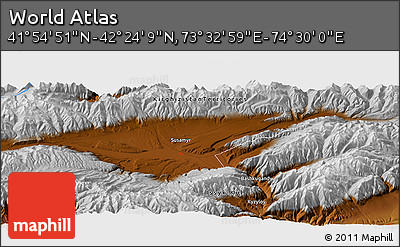 Physical Panoramic Map of the Area around 42° 9' 30" N, 74° 1' 30" E