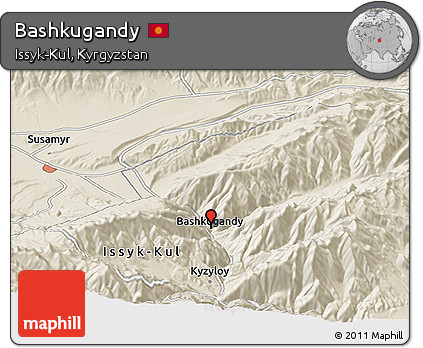 Shaded Relief Panoramic Map of Bashkugandy