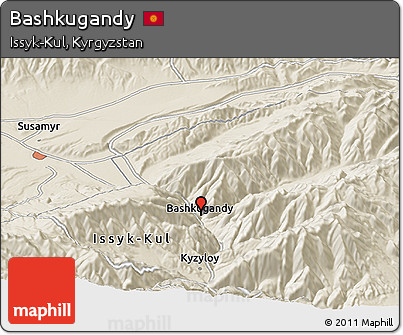 Shaded Relief Panoramic Map of Bashkugandy