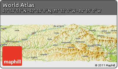 Physical Panoramic Map of the Area around 42° 9' 30" N, 74° 43' 29" W