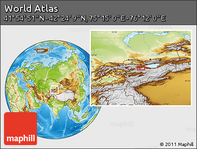 Physical Location Map of the Area around 42° 9' 30" N, 75° 43' 29" E