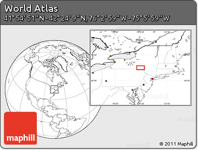 Blank Location Map of the Area around 42° 9' 30" N, 75° 34' 29" W
