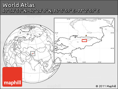 Blank Location Map of the Area around 42° 9' 30" N, 76° 34' 29" E