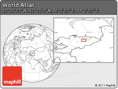 Blank Location Map of the Area around 42° 9' 30" N, 76° 34' 29" E