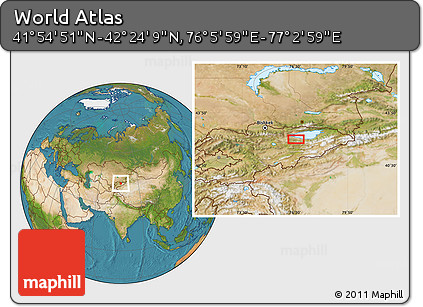 Satellite Location Map of the Area around 42° 9' 30" N, 76° 34' 29" E