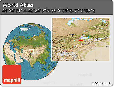 Satellite Location Map of the Area around 42° 9' 30" N, 76° 34' 29" E