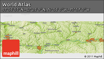 Physical Panoramic Map of the Area around 42° 9' 30" N, 76° 25' 30" W