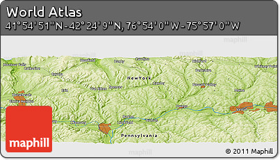 Physical Panoramic Map of the Area around 42° 9' 30" N, 76° 25' 30" W