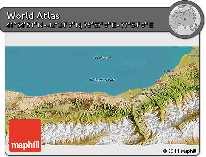 Satellite 3D Map of the Area around 42° 9' 30" N, 77° 25' 30" E