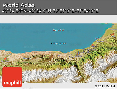 Satellite 3D Map of the Area around 42° 9' 30" N, 77° 25' 30" E