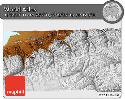 Physical 3D Map of the Area around 42° 9' 30" N, 78° 16' 30" E