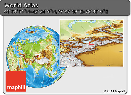 Physical Location Map of the Area around 42° 9' 30" N, 78° 16' 30" E