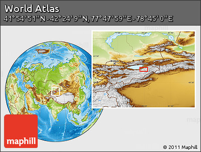 Physical Location Map of the Area around 42° 9' 30" N, 78° 16' 30" E