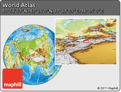 Physical Location Map of the Area around 42° 9' 30" N, 78° 16' 30" E