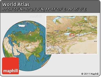 Satellite Location Map of the Area around 42° 9' 30" N, 78° 16' 30" E