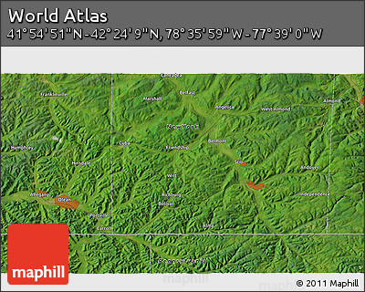 Satellite 3D Map of the Area around 42° 9' 30" N, 78° 7' 30" W