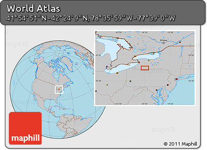 Gray Location Map of the Area around 42° 9' 30" N, 78° 7' 30" W