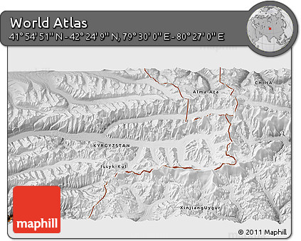 Physical 3D Map of the Area around 42° 9' 30" N, 79° 58' 29" E