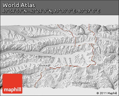 Physical 3D Map of the Area around 42° 9' 30" N, 79° 58' 29" E