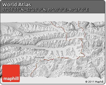 Physical 3D Map of the Area around 42° 9' 30" N, 79° 58' 29" E