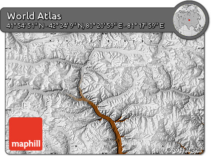Physical Map of the Area around 42° 9' 30" N, 80° 49' 29" E