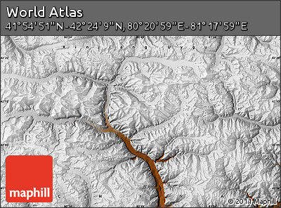 Physical Map of the Area around 42° 9' 30" N, 80° 49' 29" E