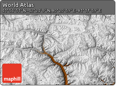 Physical Map of the Area around 42° 9' 30" N, 80° 49' 29" E