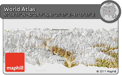 Satellite Panoramic Map of the Area around 42° 9' 30" N, 80° 49' 29" E