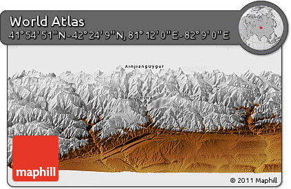 Physical Panoramic Map of the Area around 42° 9' 30" N, 81° 40' 30" E