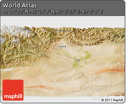 Satellite 3D Map of the Area around 42° 9' 30" N, 82° 31' 30" E