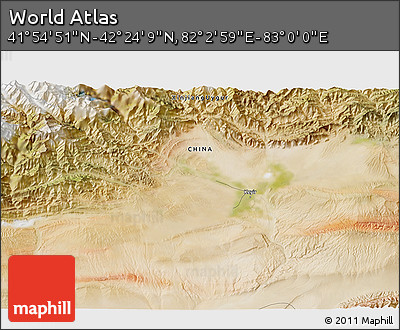 Satellite 3D Map of the Area around 42° 9' 30" N, 82° 31' 30" E