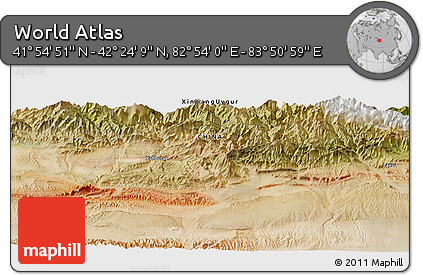 Satellite Panoramic Map of the Area around 42° 9' 30" N, 83° 22' 30" E