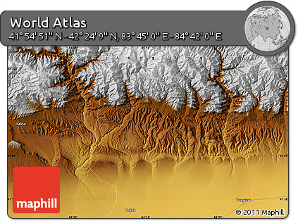 Physical Map of the Area around 42° 9' 30" N, 84° 13' 29" E