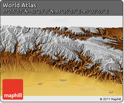 Physical 3D Map of the Area around 42° 9' 30" N, 85° 4' 29" E