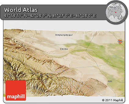 Satellite 3D Map of the Area around 42° 9' 30" N, 85° 55' 30" E