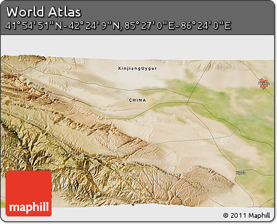 Satellite 3D Map of the Area around 42° 9' 30" N, 85° 55' 30" E