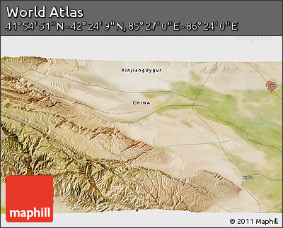 Satellite 3D Map of the Area around 42° 9' 30" N, 85° 55' 30" E
