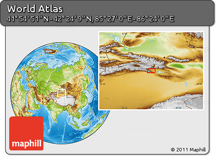 Physical Location Map of the Area around 42° 9' 30" N, 85° 55' 30" E