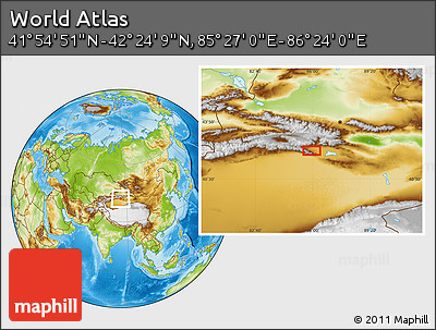 Physical Location Map of the Area around 42° 9' 30" N, 85° 55' 30" E