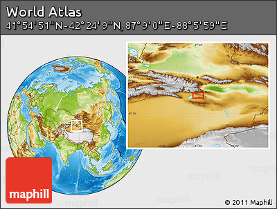 Physical Location Map of the Area around 42° 9' 30" N, 87° 37' 30" E