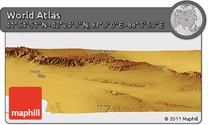 Physical Panoramic Map of the Area around 42° 9' 30" N, 87° 37' 30" E