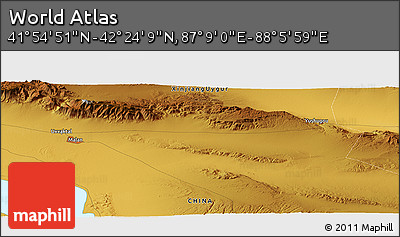 Physical Panoramic Map of the Area around 42° 9' 30" N, 87° 37' 30" E